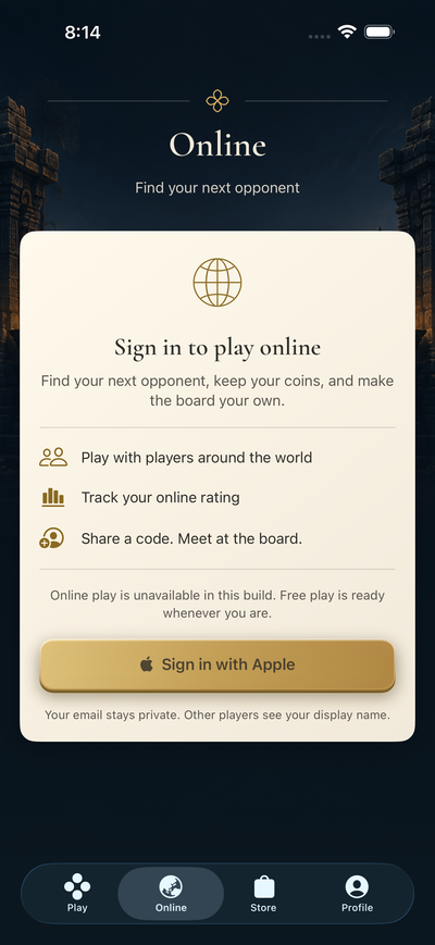 Online screen: sign in to play online